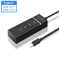 4-Port USB 3.0 Hub, dengan kabel panjang 30cm untuk Laptop PC MacBook Mac Pro Mac Mini iMac Surface Pro dan lainnya