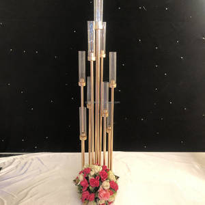 Venta al por mayor moderno oro alto candelabro decoración de Mesa <span class=keywords><strong>10</strong></span> cabezas de hierro Metal boda portavelas elegantes centros de mesa - Product Image 3
