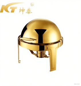 Calentador de Comida de Lujo Dorado de Acero Inoxidable de 6L con Diseño Enrollable, Calentamiento a Combustible/Eléctrico, para Buffet, Hotel y <span class=keywords><strong>Restaurante</strong></span> - Product Image 1