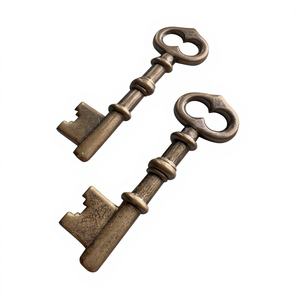 2 Llaveros Vintage de Latón Macizo con Diseño Art Deco Detallado, Estilo Náutico, Forma Rectangular, Ligeros y Modernos - Product Image 1