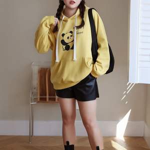 Sudadera con Capucha de Felpa Volcánica con Estampado de Dibujos Animados, Talla Grande N8756, Sudadera Extra Grande para Mujer con Cordón Ajustable, Tela de Algodón - Product Image 4