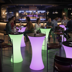 Meja bulat Led untuk acara pesta, lampu malam klub santai luar ruangan, Cocktail tinggi Led <span class=keywords><strong>bar</strong></span>, meja dan kursi Led - Product Image 2