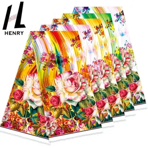 Henry'S New Design Oil Painting Style Lifelike Large Rose Floral Print Polyester Fabric Fabric For Mumu Dress