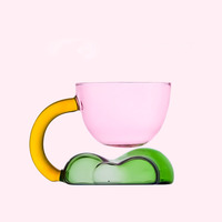 Seaygift Tasse à eau en verre borosilicaté de couleur personnalisée Verres à boire Tasse à thé en verre bicolore et assortie