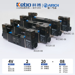 แอริช โซลินอยด์วาล์ว 4V420-15 วาล์วควบคุมลมแบบคอยล์คู่ 220V AC 4.5VA - Product Image 5
