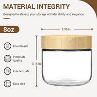Pot en verre de 250ml-280ml pour yaourt petit-déjeuner, pot de rangement de cuisine avec couvercle en bambou, pot en verre pour aliments, café, bonbons et épices