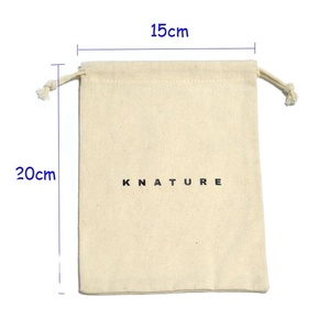 Sac à cordon en toile de coton naturel épais avec impression de logo personnalisé, cordon en coton LN-61 - Product Image 2