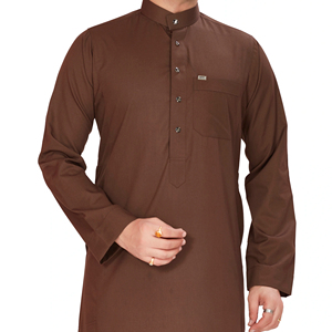 เสื้อคลุมอาหรับลำลองผ้าโพลีเอสเตอร์เนื้อสัมผัสเย็นสบาย ระบายอากาศได้ดี แขนยาว สำหรับผู้ชาย ชุดมุสลิมแบบดั้งเดิม เหมาะสำหรับฤดูร้อน - Product Image 1