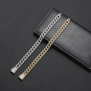 Pulsera Cubana de 12 mm con Hebilla de Caja, Estilo Hip Hop, con Zirconia Completa, para Hombre, de Moda Tanjing, Collar Lijing - Product Image 1