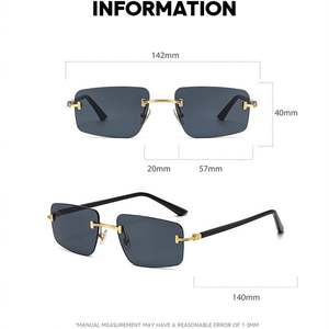 Lunettes de soleil œil de chat vintage 2025 avec logo personnalisé, monture en alliage métallique, protection UV400, sans monture, rectangulaires - Product Image 5