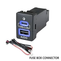 Chargeur rapide LED rouge Type-C PD, adaptateur double port USB pour Toyota Yaris 2008 Prado LC150 Camry 2016 Reiz C-HR 2021 Accessoires