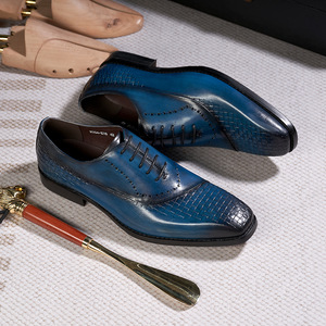 Chaussures Oxford classiques pour hommes, design à motifs, rehaussant la silhouette, élégantes, à bout pointu, pour mariage, en cuir - Product Image 6