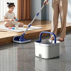 360 Spin <b>Mop</b> and Bucket Set Square Microfiber <b>Mop</b> Head Telescopic Handle Self Wringer for Home Office Floor <b>Cleaning</b> - Product Image 3