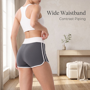 Shorts de yoga taille haute color block pour femmes, collection été 2026, avec poches, pour la course et le fitness (vente en gros) - Product Image 4