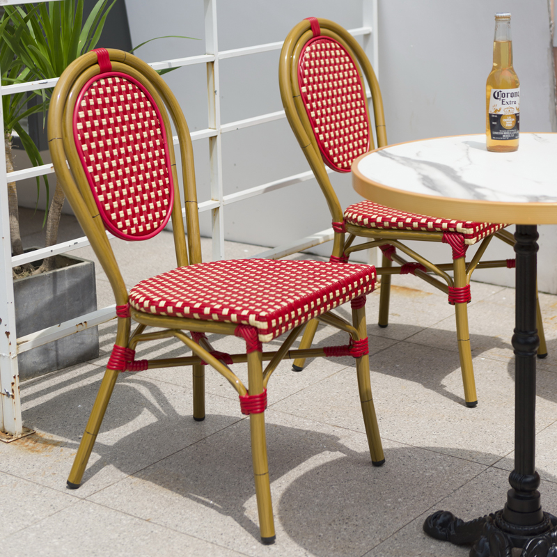 OC-009 red rattan french cafe furniture restaurant paris bistro outdoor chair