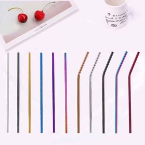 Stainless Steel <b>Straw</b> Reusabe Drinking <b>Straw</b> 26.6cm and 21.5cm Colored Stainless Steel Curve <b>Straw</b> - Product Image 2