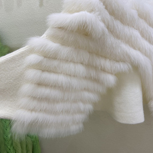 Frühling Herbst Eleganter Pullover aus weicher Wolle Einfarbiger Strick pullover aus echtem Fuchs pelz für Frauen - Product Image 5