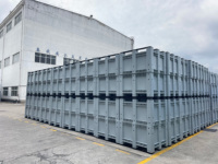 Grande boîte-palette en plastique empilable robuste en PEHD solide avec roue conteneurs de vrac emboîtables pour l'agriculture et l'industrie