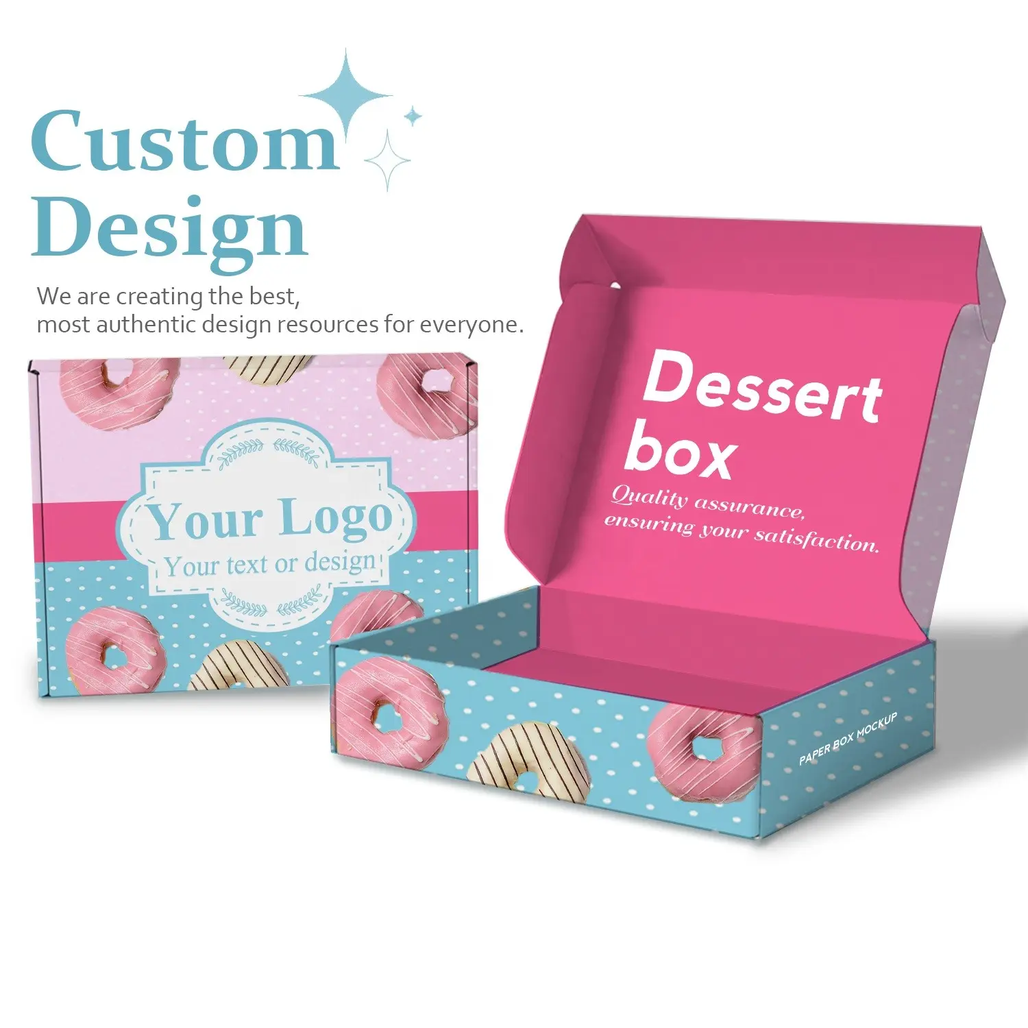 Desain kustom Logo Eco Food Grade cetakan lipat kue makanan kue Pastry Macaron kotak kemasan kertas