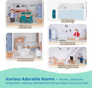 Ensemble de jouets <span class=keywords><strong>maison</strong></span> en bois élégante, simulation de <span class=keywords><strong>maison</strong></span> de ville pour poupées, avec meubles pour enfants KB0283 - Product Image 4