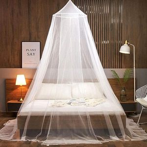 Moustiquaires rondes suspendues en forme de <span class=keywords><strong>cloche</strong></span>, pliables, blanches, 100 % polyester respirant, pour <span class=keywords><strong>lit</strong></span> ou enfant, vente en gros - Product Image 1