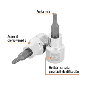 Juego de 6 llaves de vaso Torx T-20, con accionamiento de 3/8 pulgadas, TRUPER - Product Image 2