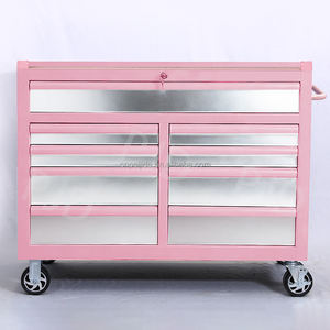 Chariot à outils <span class=keywords><strong>en</strong></span> métal blanc avec 10 tiroirs et plan de travail <span class=keywords><strong>en</strong></span> <span class=keywords><strong>bois</strong></span> - Product Image 4