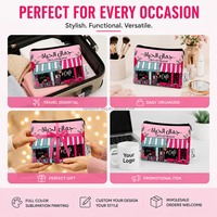 Pochette cosmétique personnalisée en néoprène, pochette de maquillage à sublimation, étui organisateur à fermeture éclair, trousse de toilette de voyage avec impression intégrale