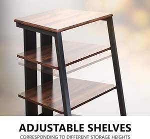 Salon Cuisine Entrepôt En Bois Solide Structure 4 Étagères <span class=keywords><strong>HiFi</strong></span> Armoire Bois Acier Lecteur CD Stand - Product Image 4