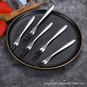 304 Stainless Steel Fruit Fork Dishwasher Safe For Home Restaurant <b>Dessert</b> Cake Salad Mooncake Use Solid Color - Product Image 3