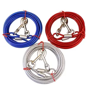 Pet Kepala Ganda Kawat Baja Mengikat Tali Kabel Chew Resistant Dog Logam Tieout Leash untuk Anjing Berkemah Luar Ruangan Halaman