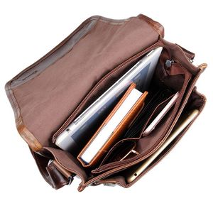 Bolso Mensajero Clásico de Cuero Marrón <span class=keywords><strong>con</strong></span> Logotipo Personalizado, Bolso Lateral de Piel de Becerro Casual para <span class=keywords><strong>Hombre</strong></span>, Bolso de Hombro de Cuero para <span class=keywords><strong>Hombre</strong></span> <span class=keywords><strong>con</strong></span> Dos Correas Delanteras - Product Image 5