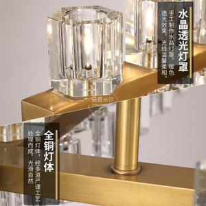 Nordic Style Rectangle <b>LED</b> Crystal Chandelier Gold Body E27 Bulb Base Single Head Living Room Bedroom Pendant <b>Light</b> - Product Image 3