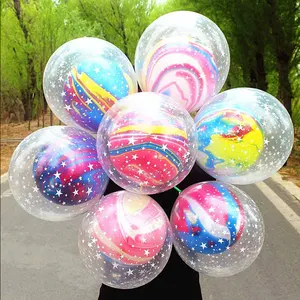 12英寸透明乳胶气球双层气球星星玛瑙透明气球婚礼生日派对装饰