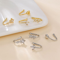 ZUOLA Vente en gros Manchette de nez en laiton en forme de U avec zircone cubique, anneau de nez en forme de cœur, clip de nez non-percable pour femme, bijoux de mode