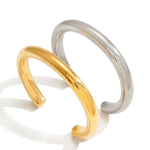 ARETAS 2025 Bracciale Rigido Aperto in Acciaio Inossidabile Spesso, Impermeabile, Oro e Argento, Gioielli alla Moda Unisex, Bracciale a Polsino Lucido - Product Image 6