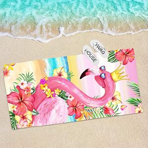 Toalla de playa de flamenco rosa de microfibra para exteriores Toalla de baño a prueba de arena de secado rápido Regalos Toalla de playa hawaiana divertida para mujeres - Product Image 6