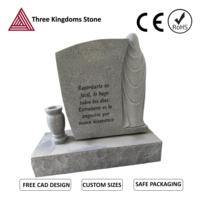 Monument funéraire vertical en granit gris clair avec inscription espagnole personnalisée et vase à fleurs, prix usine pierre naturelle