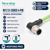 Konektor Kabel Fleksibel Custom M12 Profibus Industrial EtherCAT Ethernet X Coded D Coded 4pin 8pin D RJ45 Cat5e Cat6a