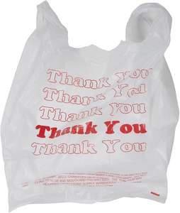 Gracias Camiseta Bolsas de plástico en bolsas de compras blancas a granel Bolsa de restaurante (11 "x 6" x 21 ") tamaño personalizado - Product Image 5