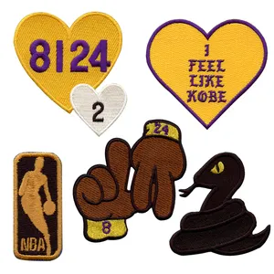 Wholesale Custom New Basketball Star Digital Logo Iron On Embroidery Patches