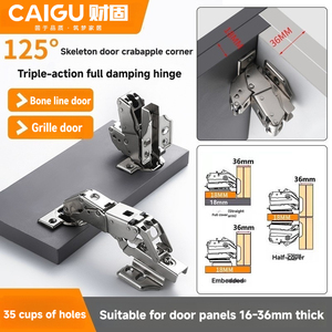 Cerniera a Tre Stadi per Porta con Angolo Zero 125 Gradi, Griglia 16-36mm, Ammortizzazione Idraulica, Chiusura Morbida, Moderna per Camera da Letto - Product Image 2