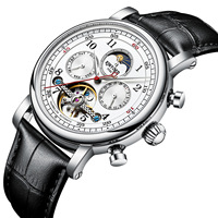 Montre Homme Automatique Mécanique en Alliage Personnalisé avec Tourbillon, Design Creux, Aiguilles Lumineuses Haut de Gamme, Phase de Lune, Style Affaires, OEM