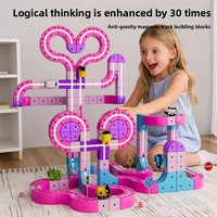 Circuit de Voiture Anti-Gravité DIY en Blocs de Construction Plastiques Magic Cube, Jouet Train Électrique Haute Vitesse pour Fille