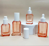 Emballage cosmétique, flacon en verre transparent carré, flacon en verre rectangulaire pour lotion avec pompe, récipient pour crème