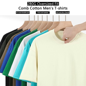 Fournisseur de premier plan, personnalisation rapide, T-shirts pour hommes en coton peigné 280g, impression numérique DTG/DTF, T-shirts pour hommes à impression numérique, T-shirt oversize - Product Image 2