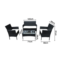 Promo Panas Set Sofa Bambu Outdoor Modern 4 Buah dengan Rangka Baja dan Kaca Tempering