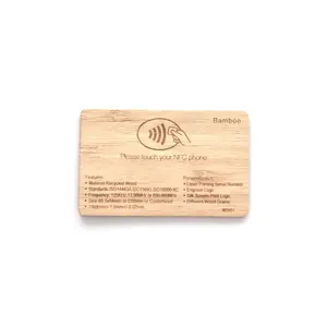 Personalizado grabado con láser 13,56 MHz bambú madera digital tarjetas de visita RFID programable membresía lealtad madera NFC tarjeta