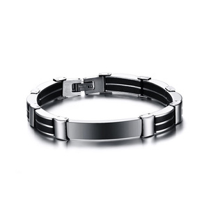New Fashion Luxury Silicone Stainless Steel <strong>Bangles</strong> <strong>Bracelet</strong> for Men - Product Image 1