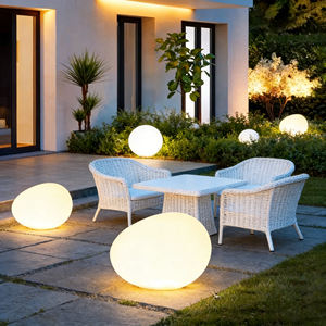 <span class=keywords><strong>Lampe</strong></span> <span class=keywords><strong>solaire</strong></span> à LED en forme de galet, en matériau PE, étanche IP65, alimentée par courant continu, pour jardin, extérieur, paysage, pierre de sol - Product Image 5